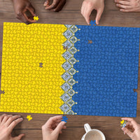 Ukraine Trident Symbol Puzzle Ukrainian Flag Inspired
