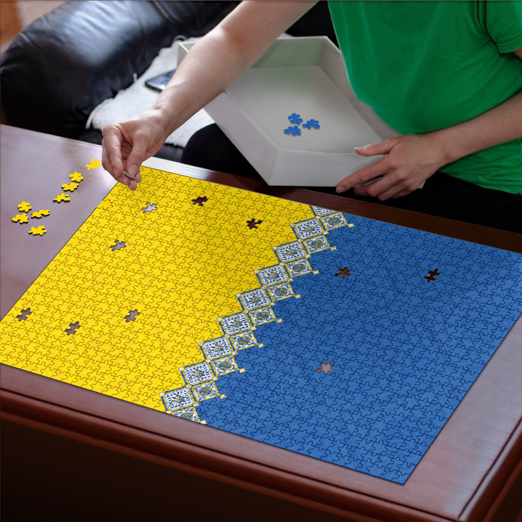 Ukraine Trident Symbol Puzzle Ukrainian Flag Inspired