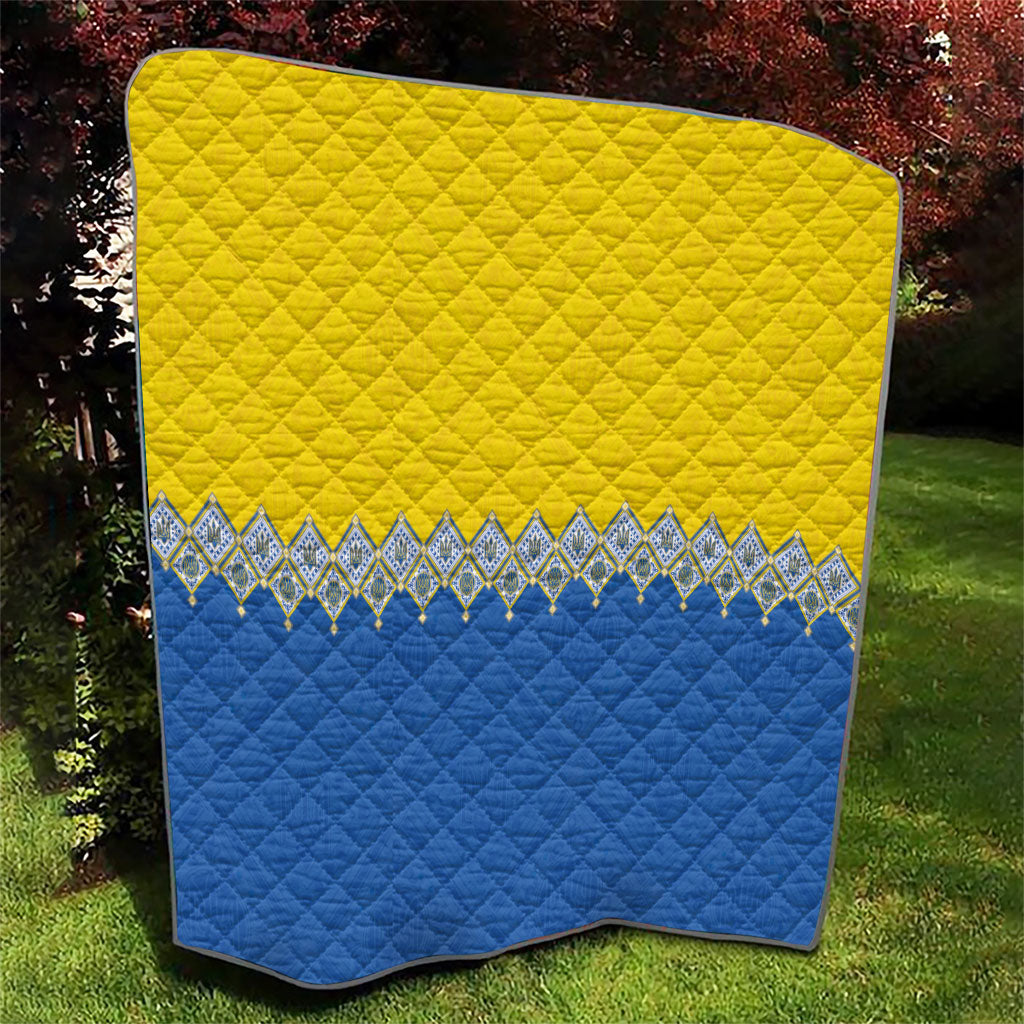 Ukraine Trident Symbol Quilt Ukrainian Flag Inspired