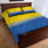 Ukraine Trident Symbol Quilt Bed Set Ukrainian Flag Inspired