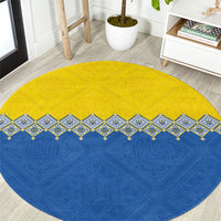 Ukraine Trident Symbol Round Carpet Ukrainian Flag Inspired