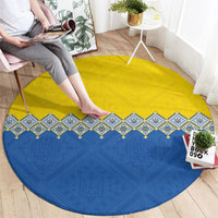 Ukraine Trident Symbol Round Carpet Ukrainian Flag Inspired