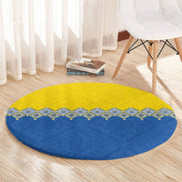 Ukraine Trident Symbol Round Carpet Ukrainian Flag Inspired