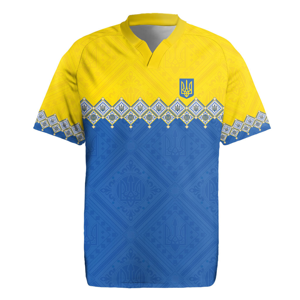 Ukraine Trident Symbol Rugby Jersey Ukrainian Flag Inspired