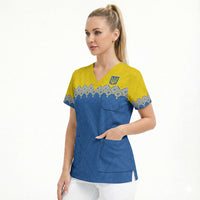 Ukraine Trident Symbol Scrub Top Ukrainian Flag Inspired