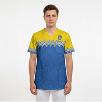 Ukraine Trident Symbol Scrub Top Ukrainian Flag Inspired