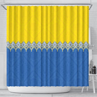 Ukraine Trident Symbol Shower Curtain Ukrainian Flag Inspired