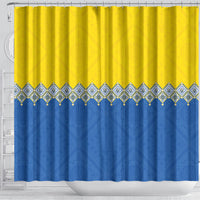 Ukraine Trident Symbol Shower Curtain Ukrainian Flag Inspired