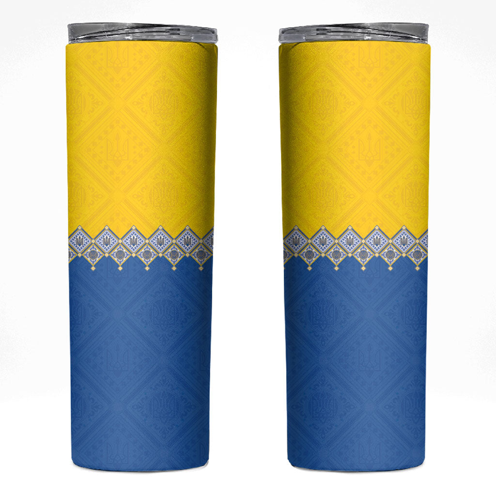 Ukraine Trident Symbol Skinny Tumbler Ukrainian Flag Inspired