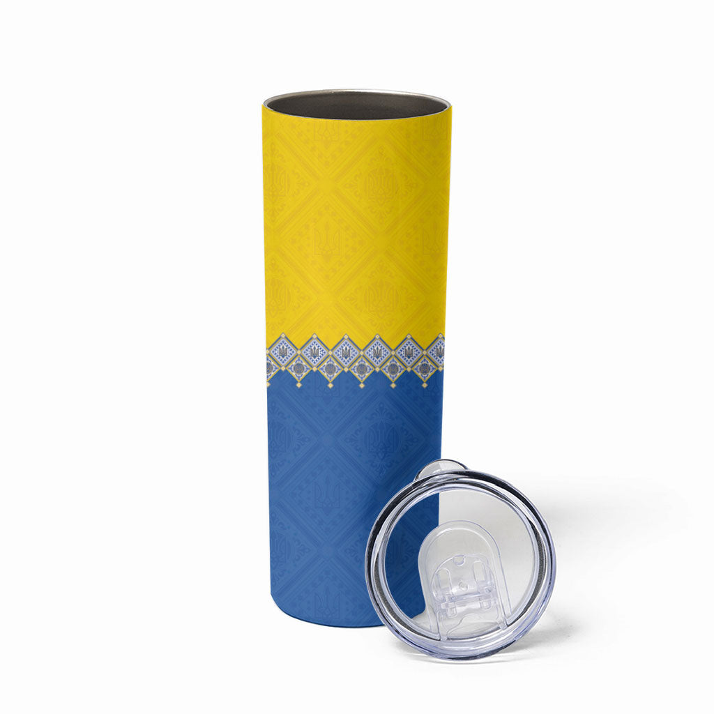 Ukraine Trident Symbol Skinny Tumbler Ukrainian Flag Inspired