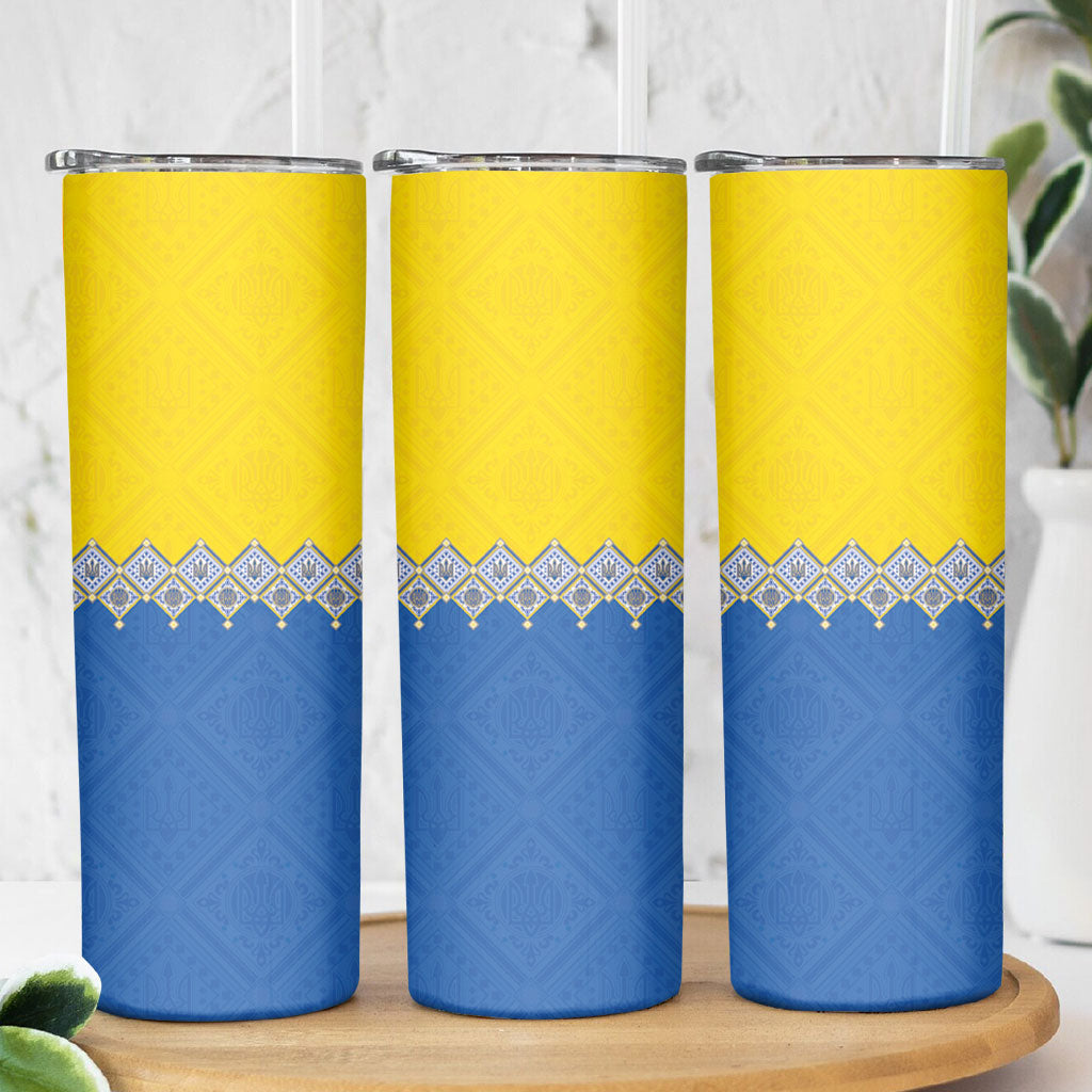 Ukraine Trident Symbol Skinny Tumbler Ukrainian Flag Inspired