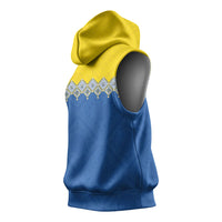 Ukraine Trident Symbol Sleeveless Hoodie Ukrainian Flag Inspired