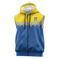 Ukraine Trident Symbol Sleeveless Zip Hoodie Ukrainian Flag Inspired