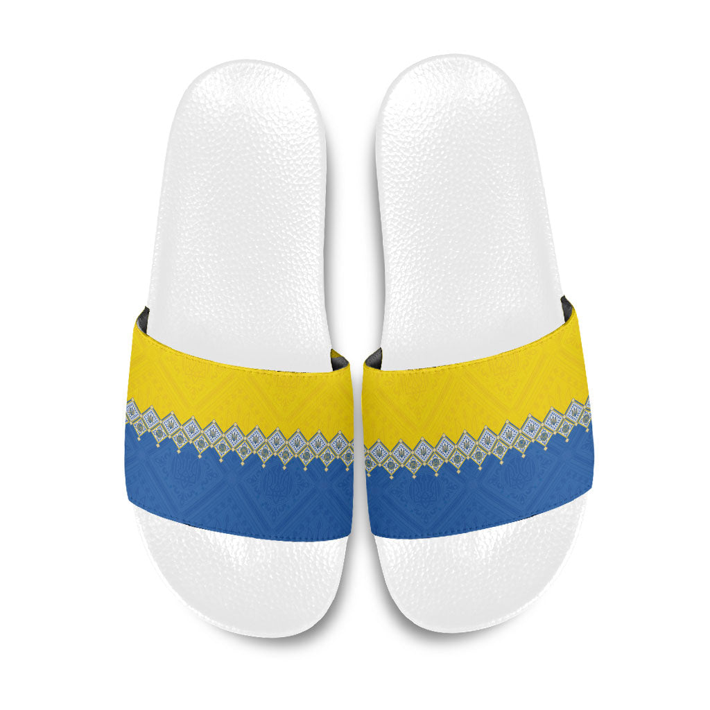 Ukraine Trident Symbol Slide Sandals Ukrainian Flag Inspired