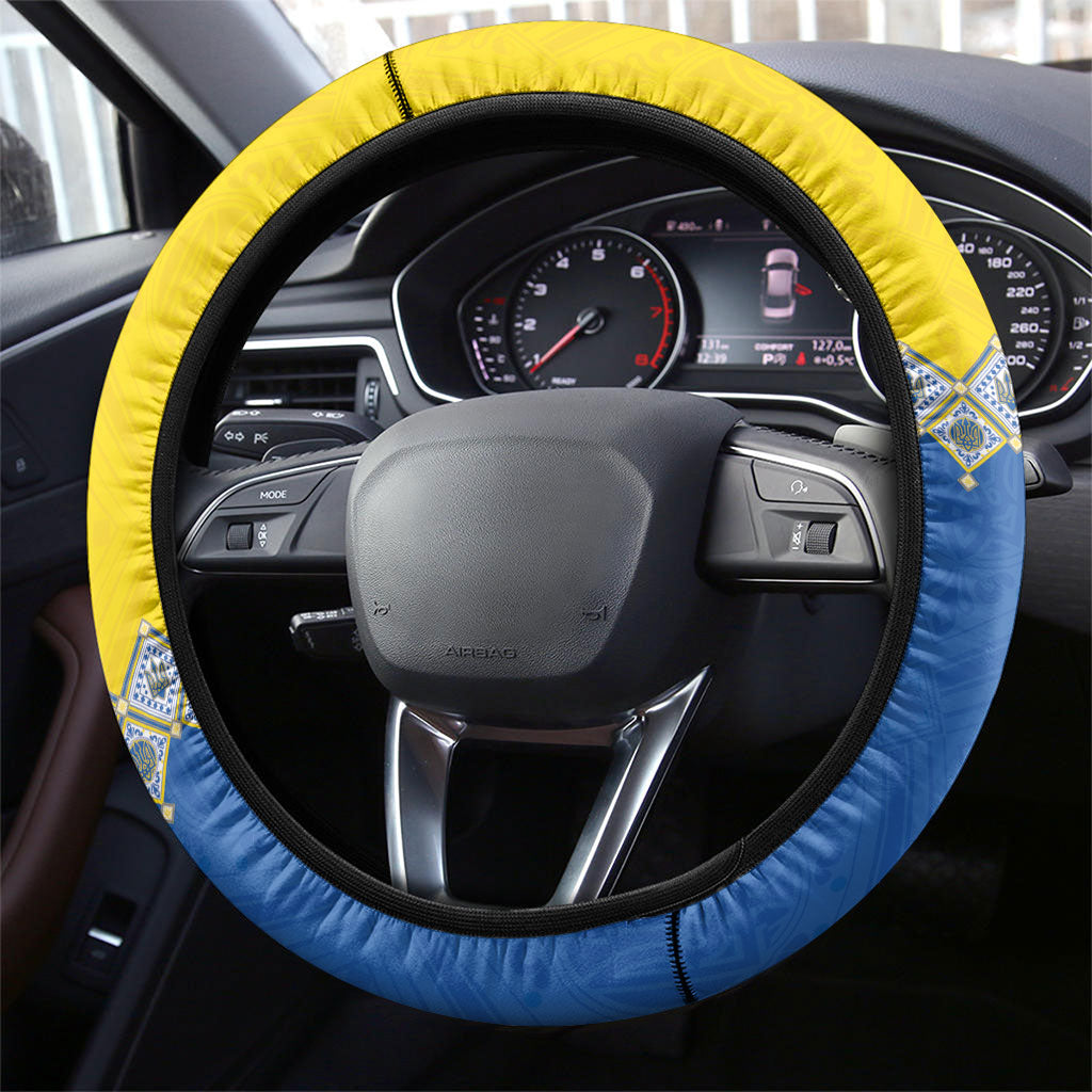 Ukraine Trident Symbol Steering Wheel Cover Ukrainian Flag Inspired
