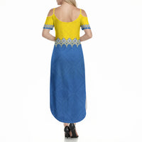 Ukraine Trident Symbol Summer Maxi Dress Ukrainian Flag Inspired