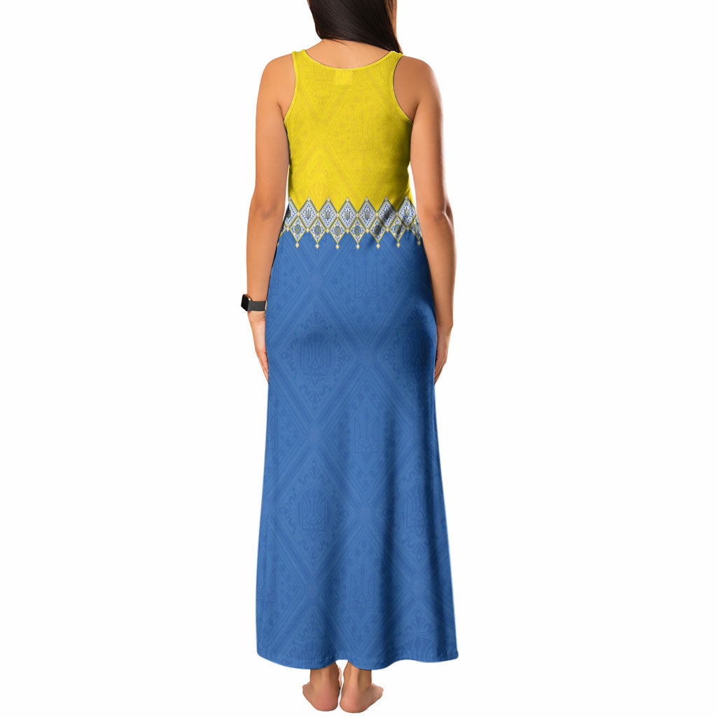 Ukraine Trident Symbol Tank Maxi Dress Ukrainian Flag Inspired