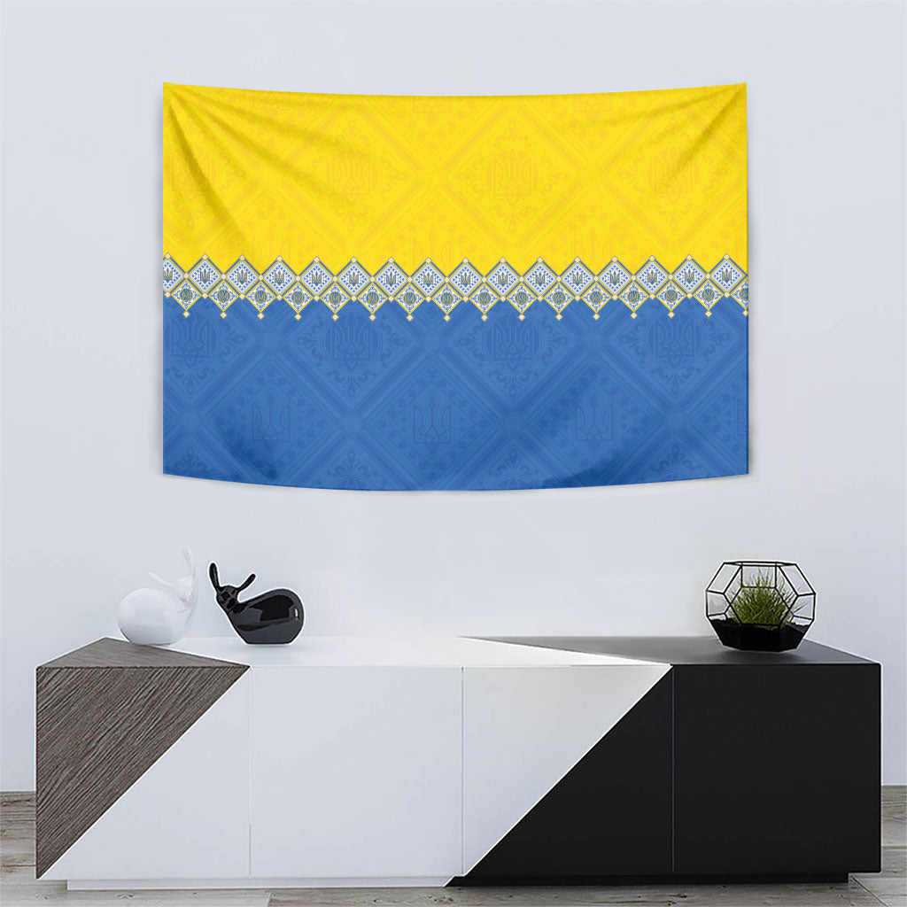 Ukraine Trident Symbol Tapestry Ukrainian Flag Inspired