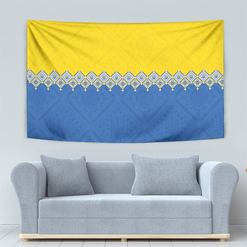 Ukraine Trident Symbol Tapestry Ukrainian Flag Inspired