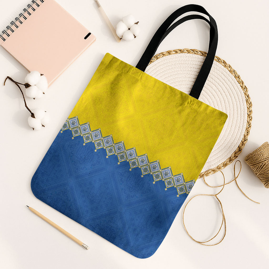 Ukraine Trident Symbol Tote Bag Ukrainian Flag Inspired