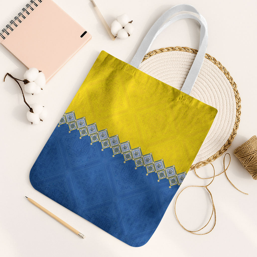 Ukraine Trident Symbol Tote Bag Ukrainian Flag Inspired