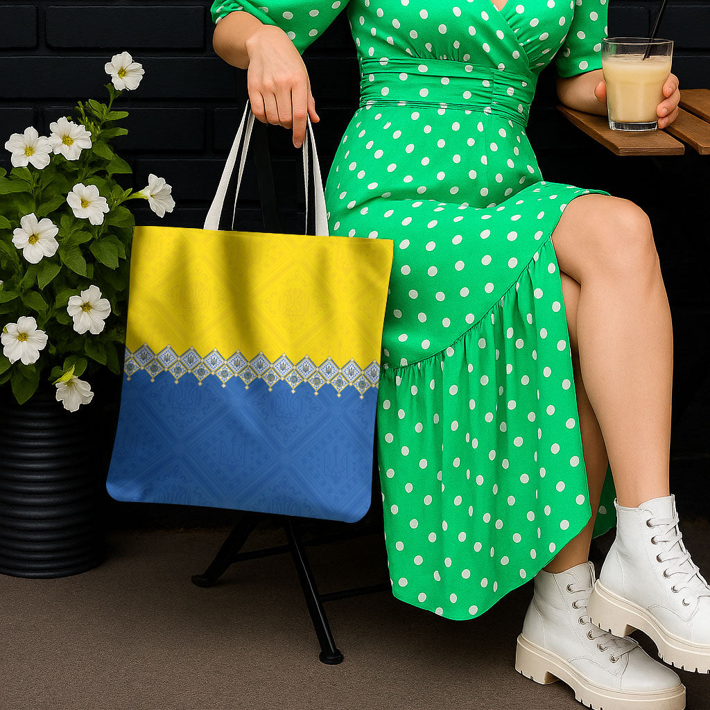 Ukraine Trident Symbol Tote Bag Ukrainian Flag Inspired