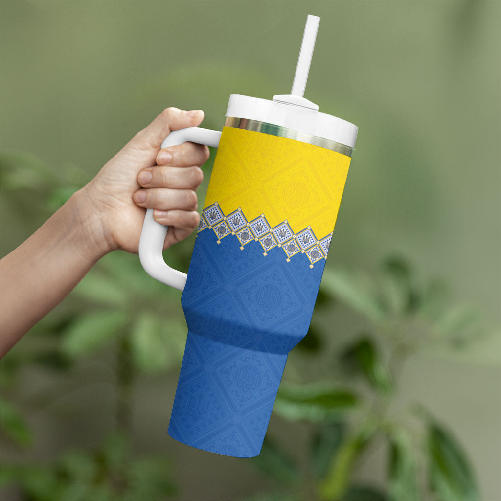 Ukraine Trident Symbol Tumbler With Handle Ukrainian Flag Inspired