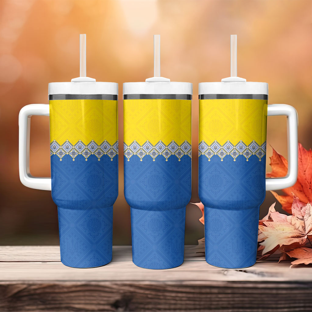 Ukraine Trident Symbol Tumbler With Handle Ukrainian Flag Inspired