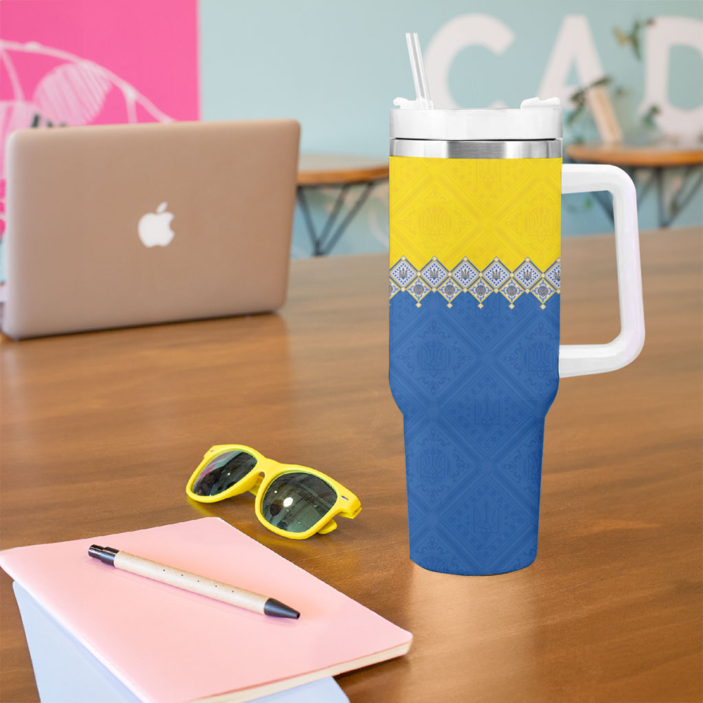 Ukraine Trident Symbol Tumbler With Handle Ukrainian Flag Inspired