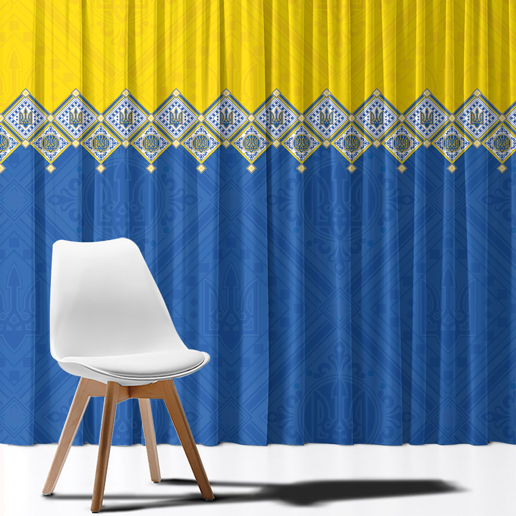 Ukraine Trident Symbol Window Curtain Ukrainian Flag Inspired