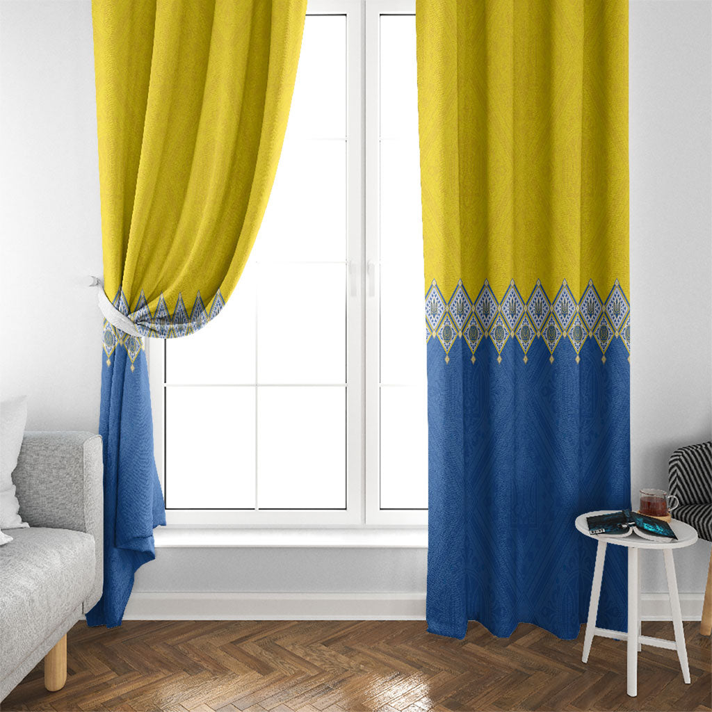 Ukraine Trident Symbol Window Curtain Ukrainian Flag Inspired