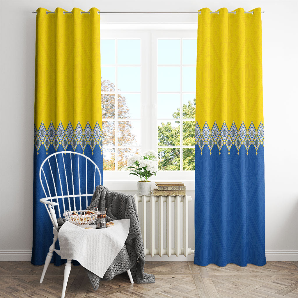 Ukraine Trident Symbol Window Curtain Ukrainian Flag Inspired