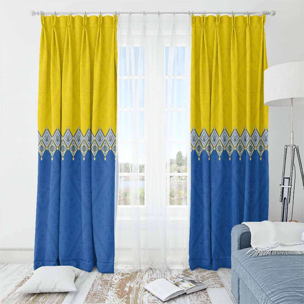 Ukraine Trident Symbol Window Curtain Ukrainian Flag Inspired