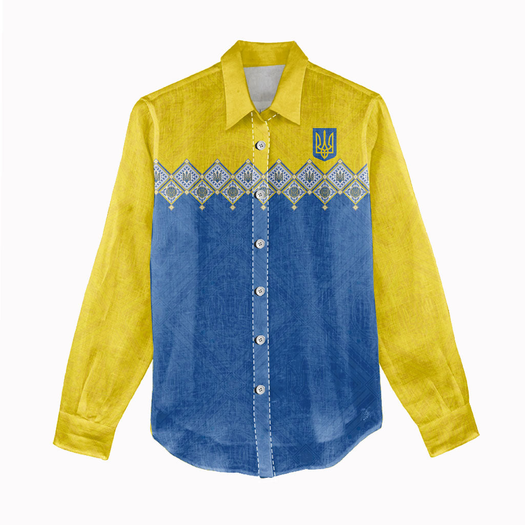 Ukraine Trident Symbol Women Casual Shirt Ukrainian Flag Inspired