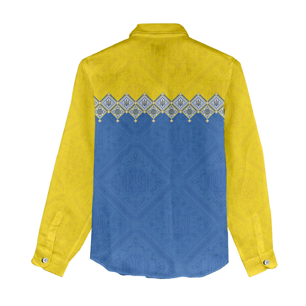 Ukraine Trident Symbol Women Casual Shirt Ukrainian Flag Inspired