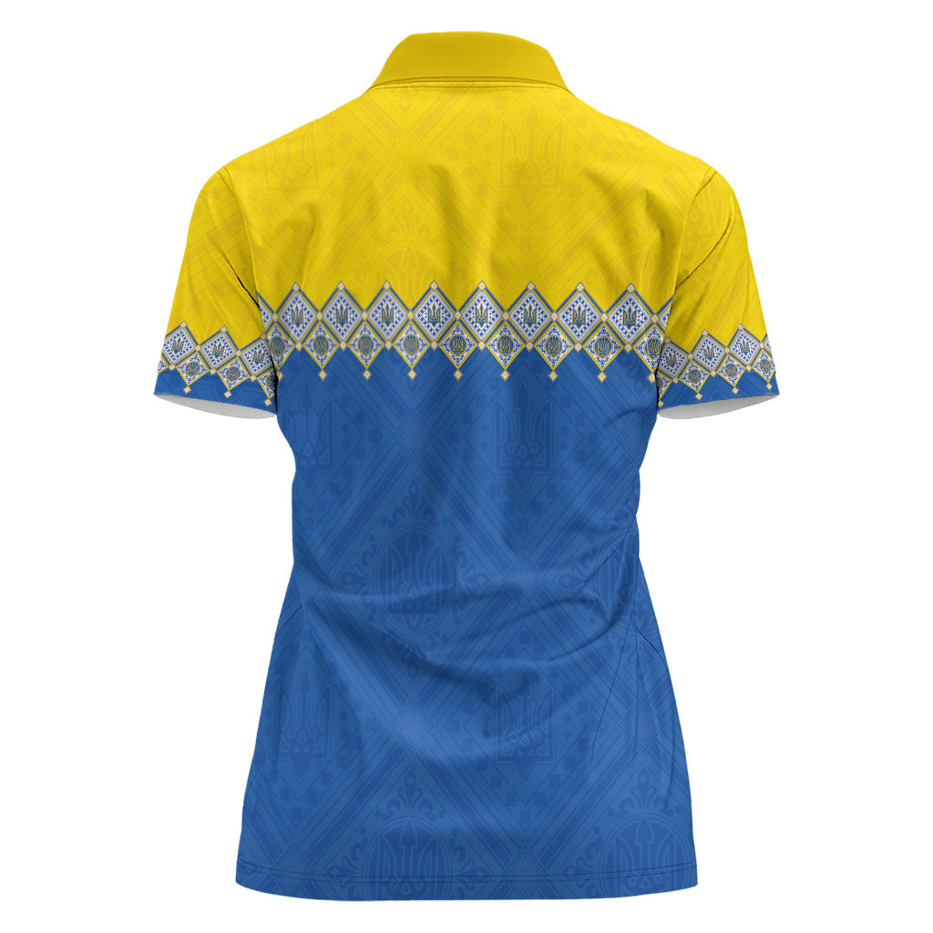 Ukraine Trident Symbol Women Polo Shirt Ukrainian Flag Inspired