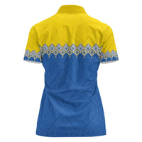 Ukraine Trident Symbol Women Polo Shirt Ukrainian Flag Inspired