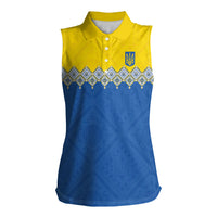 Ukraine Trident Symbol Women Sleeveless Polo Shirt Ukrainian Flag Inspired