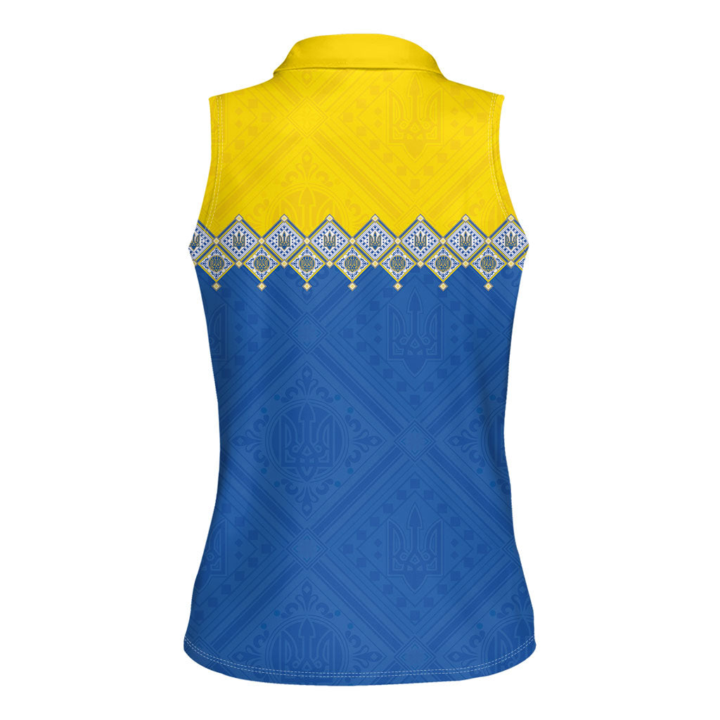 Ukraine Trident Symbol Women Sleeveless Polo Shirt Ukrainian Flag Inspired
