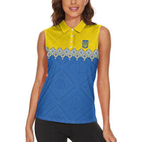 Ukraine Trident Symbol Women Sleeveless Polo Shirt Ukrainian Flag Inspired