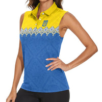 Ukraine Trident Symbol Women Sleeveless Polo Shirt Ukrainian Flag Inspired