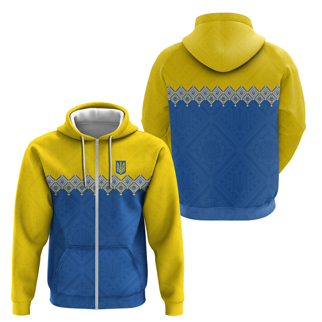 Ukraine Trident Symbol Zip Hoodie Ukrainian Flag Inspired