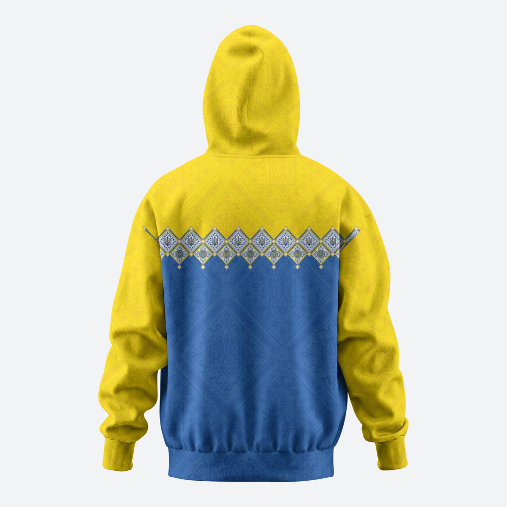 Ukraine Trident Symbol Zip Hoodie Ukrainian Flag Inspired