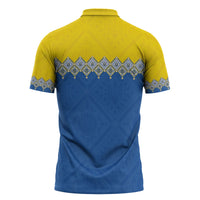 Ukraine Trident Symbol Zipper Polo Shirt Ukrainian Flag Inspired