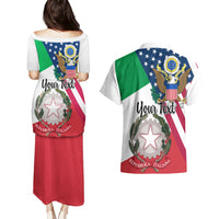 Personalised Italian American Heritage Month Couples Matching Puletasi Dress and Hawaiian Shirt - Wonder Print Shop