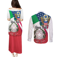 Personalised Italian American Heritage Month Couples Matching Puletasi Dress and Long Sleeve Button Shirts - Wonder Print Shop