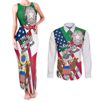 Personalised Italian American Heritage Month Couples Matching Tank Maxi Dress and Long Sleeve Button Shirts - Wonder Print Shop