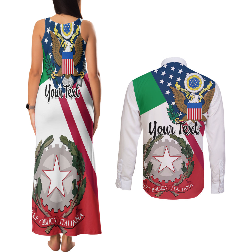 Personalised Italian American Heritage Month Couples Matching Tank Maxi Dress and Long Sleeve Button Shirts - Wonder Print Shop