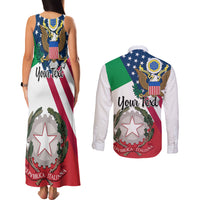Personalised Italian American Heritage Month Couples Matching Tank Maxi Dress and Long Sleeve Button Shirts - Wonder Print Shop