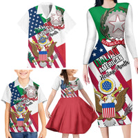 Personalised Italian American Heritage Month Family Matching Long Sleeve Bodycon Dress and Hawaiian Shirt - Wonder Print Shop
